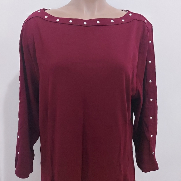 KAREN SCOTT Womens Long Sleeve Crop Neck Top Shirt - Picture 1 of 5